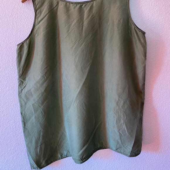 Pure Silk Tank top Sleeveless pocket T - Picture 2 of 4